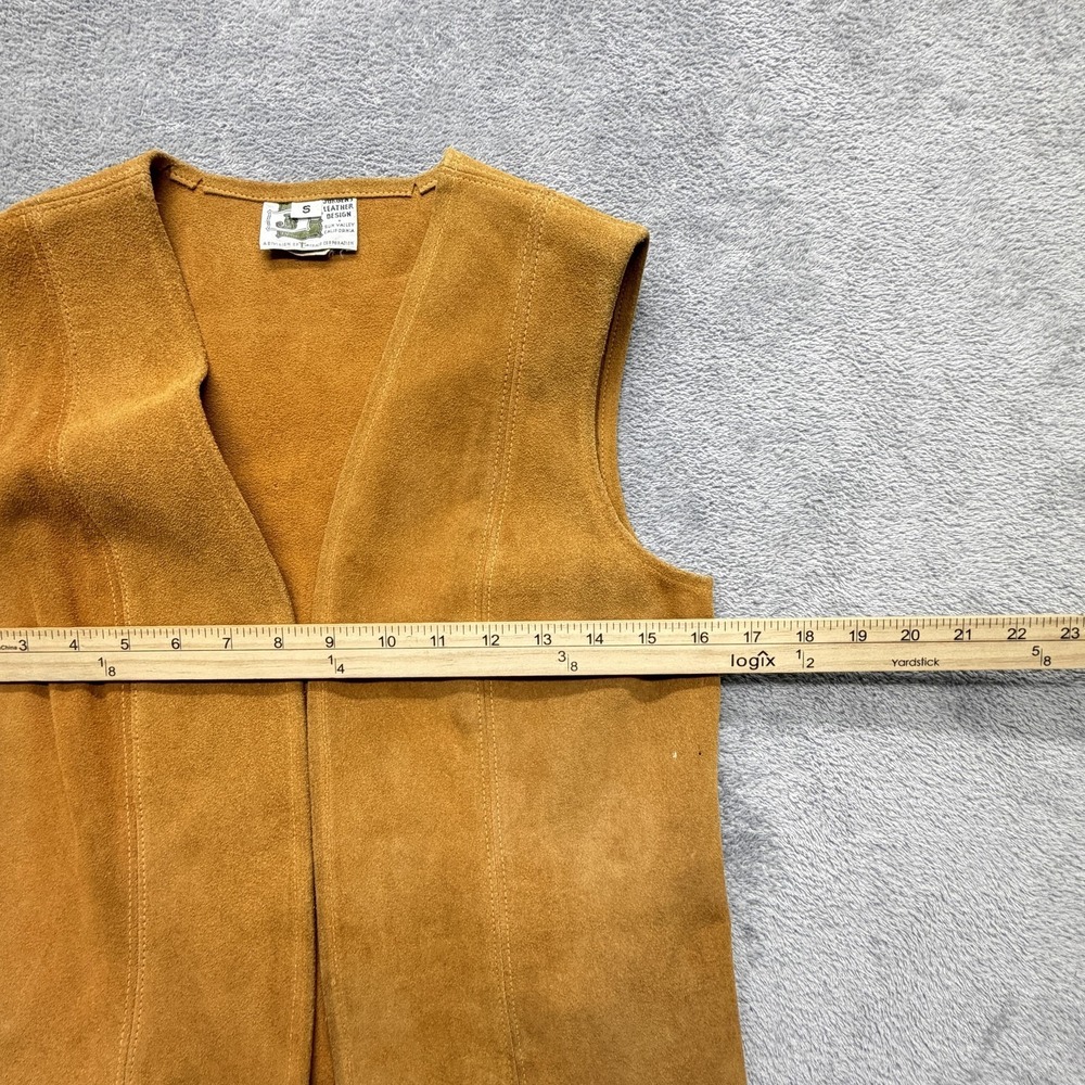 Vintage Jorgens Leather Design Vest Womens Small Brown Suede Unlined - Picture 9 of 15